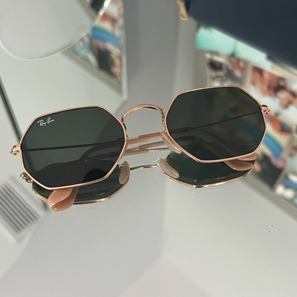 Octagonal Ray Ban Sunglasses with Gold frame